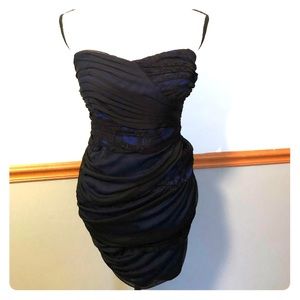 Strapless scrunched mini dress